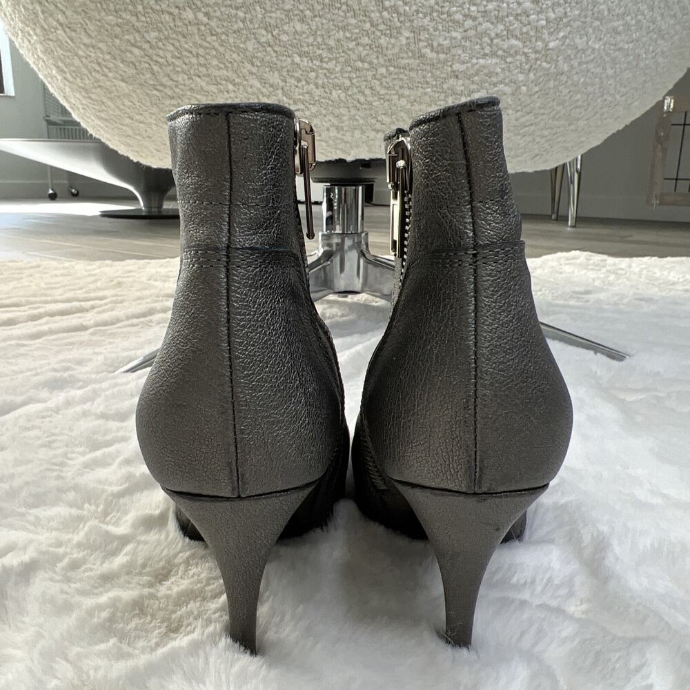 RICK OWENS-Leather Metallic Bootie/Heel’s-Size 37-Made In Italy - Picture 5 of 12